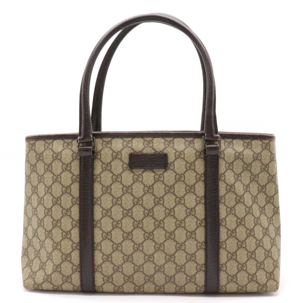 Gucci GG Supreme Plus Tote Bag Shoulder Leather Beige Brown Cream
